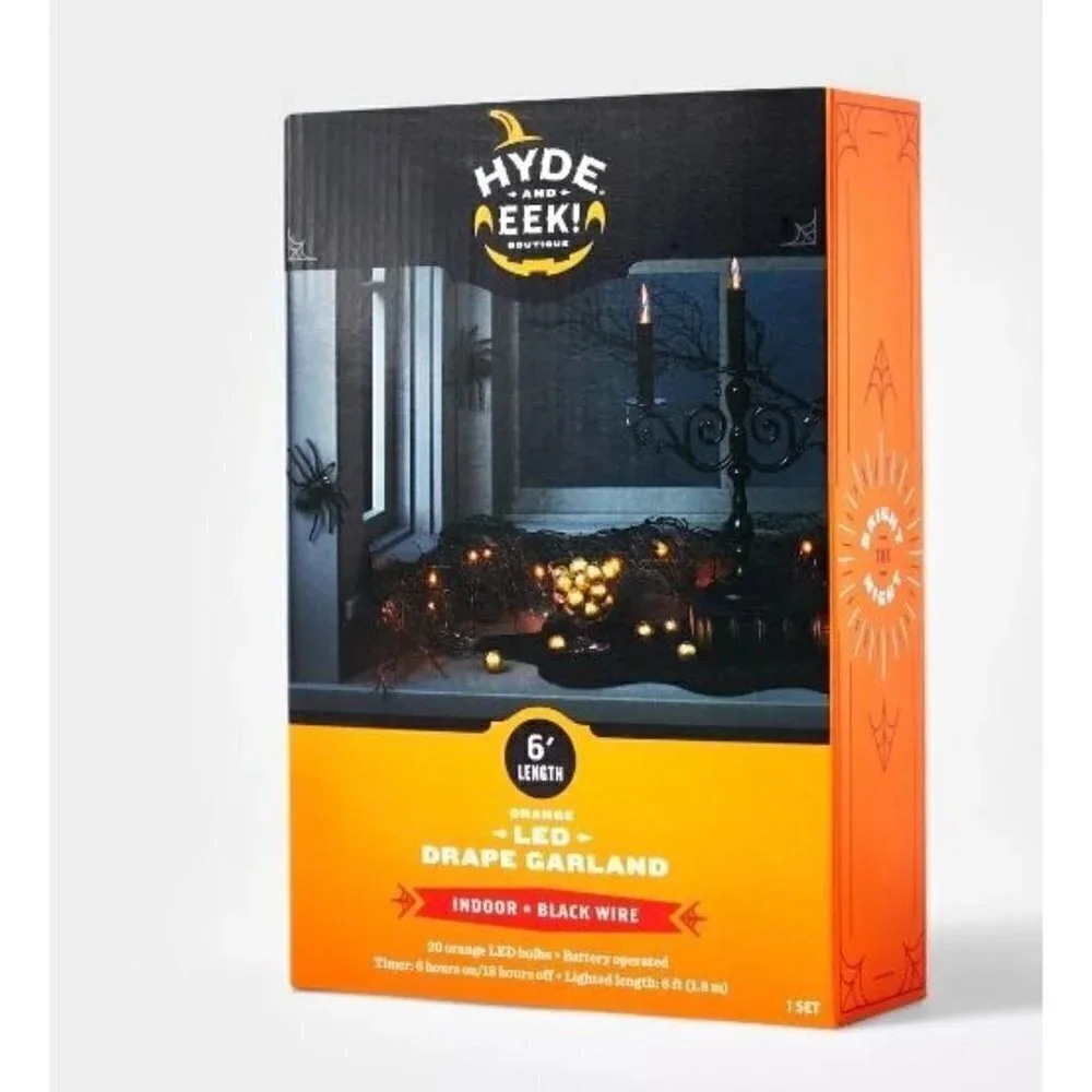 Target Hyde & EEK! Boutique™ 6' LED Blk Glitter Garland Orange String Lights